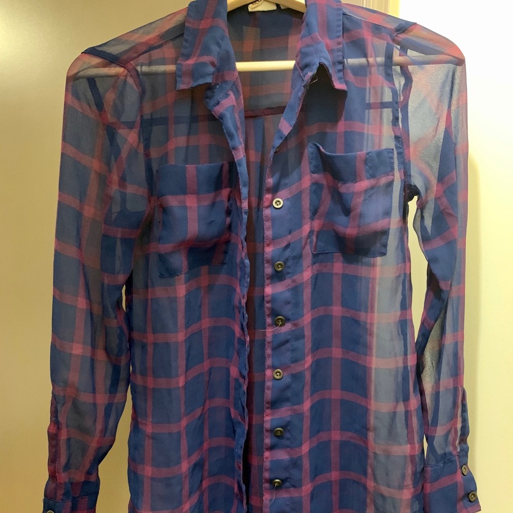 MUDD plaid sheer shirt